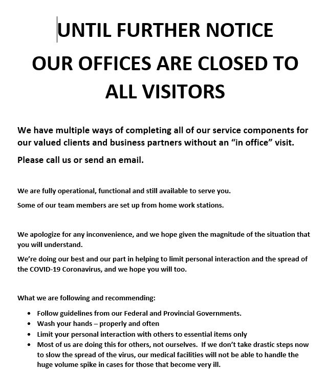 Office Closed to Visitors Notice